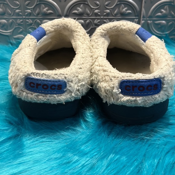 Crocs navy blue size 2 kids has removable liner 2 snaps and velcro at heel - Picture 7 of 9